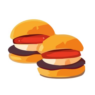 Susamlı çörek ikonunda taze ızgara burger.