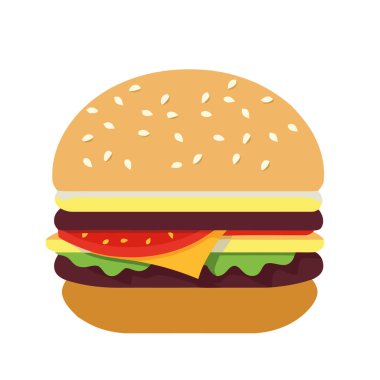 Izgara sığır eti ikonuyla izole edilmiş gurme çizburger yemeği.