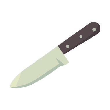 Sharp steel blade cuts food in kitchen icon isolated clipart
