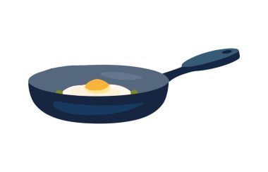 Kızarmış yumurta, izole bir mutfak ikonunda pişirilen sağlıklı bir yemeği sembolize eder.