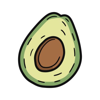 Taze avokado dilimi, sağlıklı atıştırma ikonu için mükemmel izole edilmiş.