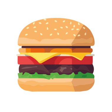 Izgara çizburger, ikon tasarımı izole edilmiş.