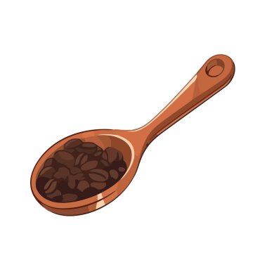 Organik kahve yığını, kaşık, izole vektör simgesi