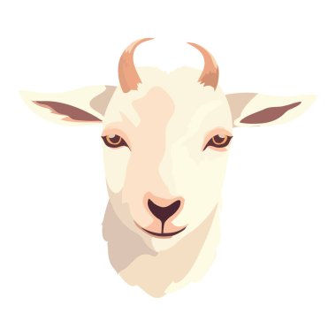 Çiftlikte otlayan sevimli keçi, doğa ikonu izole edilmiş.