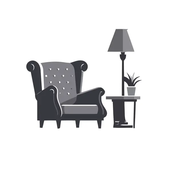 现代客厅中舒适的扶手椅设计图标隔离 — 图库矢量图片