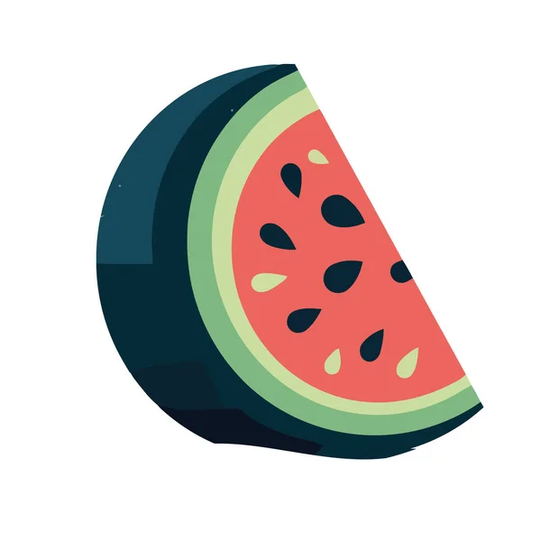 Sappige Watermeloen Plak Perfecte Zomer Verfrissing Snack Icoon Geïsoleerd — Stockvector