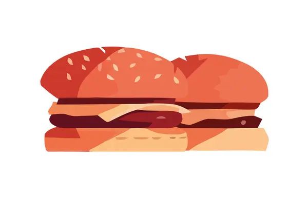Gourmet Cheeseburger Mit Gegrilltem Fleisch — Stockvektor