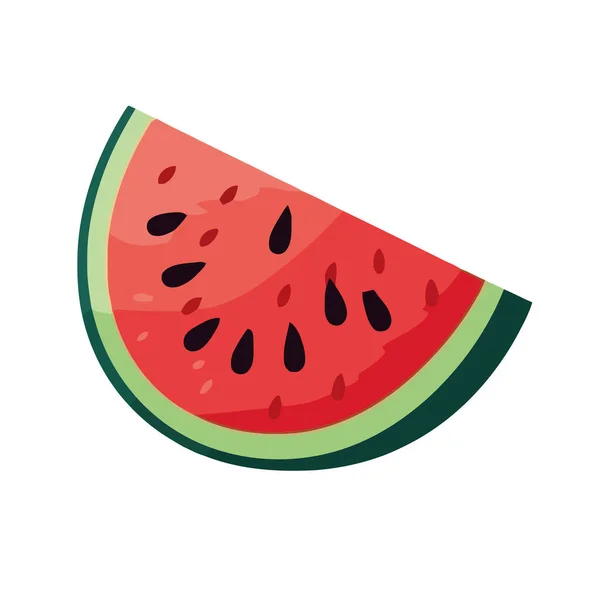 Sappige Watermeloen Plak Vers Gezond Snack Icoon Geïsoleerd — Stockvector