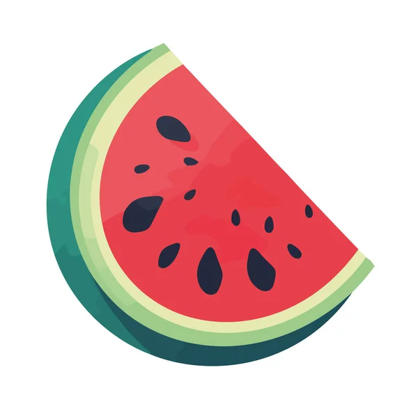 Saftige Wassermelonenscheibe Ein Sommerlicher Erfrischungsgenuss — Stockvektor
