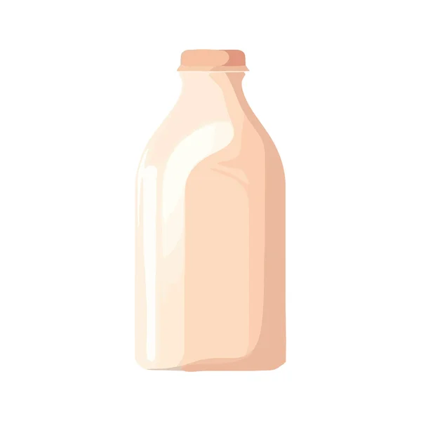 Świeże Mleko Szklanej Butelce Izolowaną Żółtą Ikoną Etykiety — Wektor stockowy