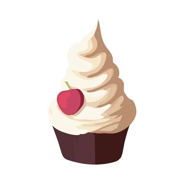 Célébration Sucrée Avec Cupcake Gastronomique Icône Fruit Isolé — Image vectorielle