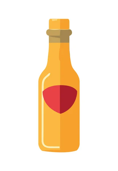 Органический Значок Бутылки Виски Ярлыком Иллюстрации Изолирован — стоковый вектор