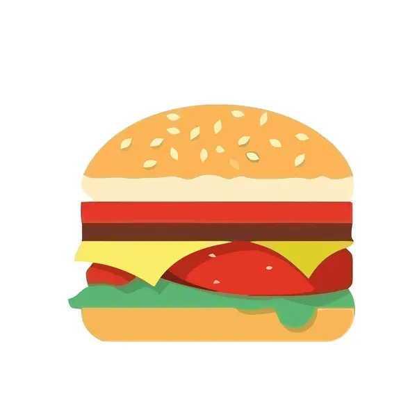 Grilled Beef Burger Sesam Broodmeel Pictogram Geïsoleerd — Stockvector