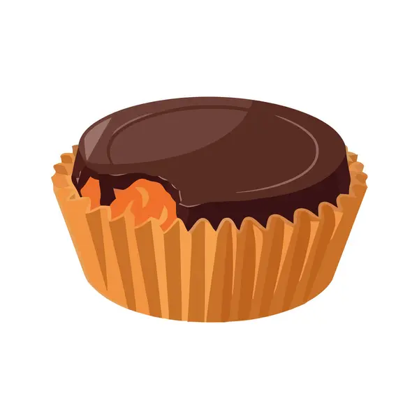 Cupcake Sucré Cuit Pour Une Icône Célébration Anniversaire Isolé — Image vectorielle