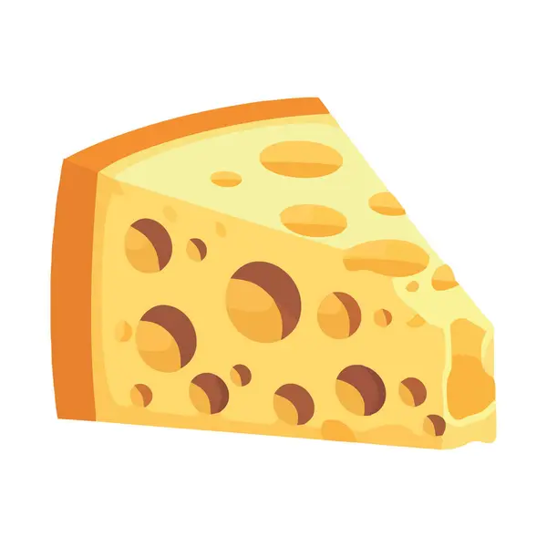 Taze Peynir Dilimi Izole Edilmiş Gurme Yemek Simgesi — Stok Vektör
