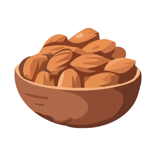 Fresh Organic Snack Nutshell Bowl Icon Isolated — Stock Vector