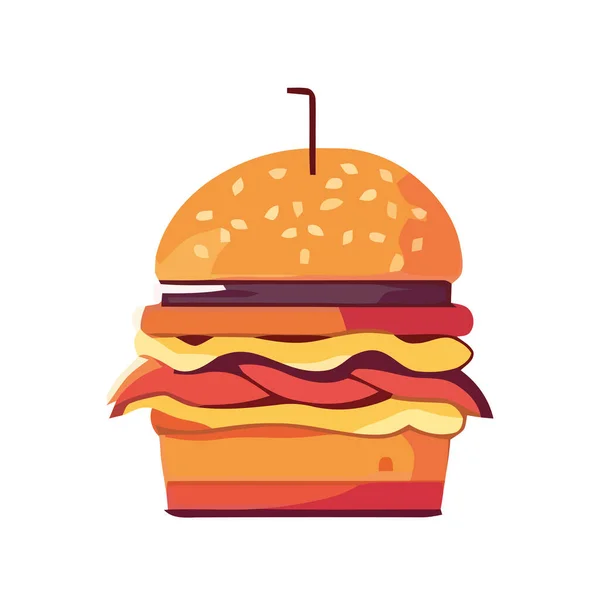 Gegrillter Cheeseburger Auf Sesambrötchen Ikone Isoliert — Stockvektor