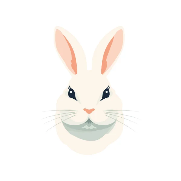 Lindo Conejo Dibujos Animados Ilustración Icono Cabeza Aislado — Vector de stock