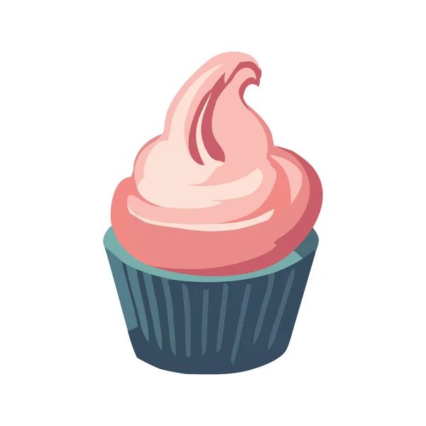Dessert Cupcake Célébration Gastronomique Icône Isolée — Image vectorielle