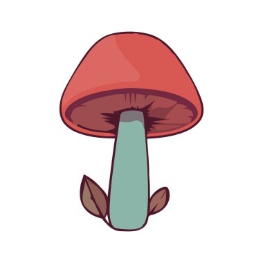 Sonbahar çizimi mantar ve yaprak ikonu izole