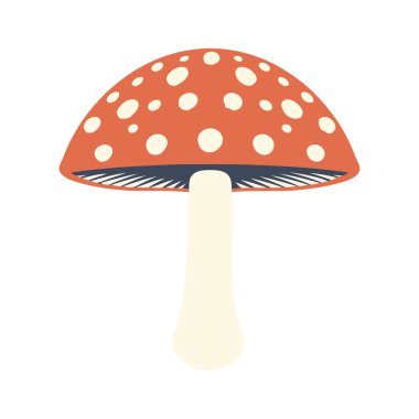 Sonbahar ormanının tazeliği, karikatür mantar ikonu izole