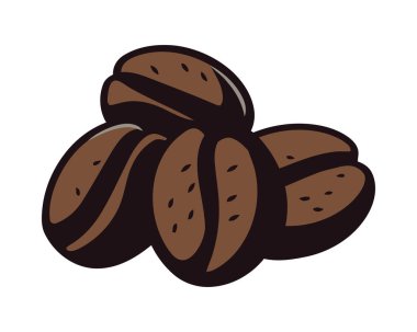 Taze organik kahve çekirdekleri, düz dizayn ikonu izole edilmiş.