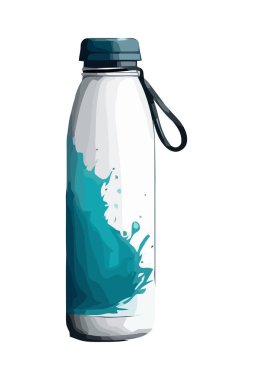 Cam şişe simgesinde taze mavi sıvı izole edildi