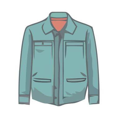 Modaya uygun erkek ceketi, birden fazla cepli ikon izole edilmiş.