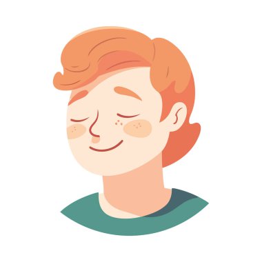 Portre ikonunda gülümseyen çizgi film çocuğu izole edilmiş.