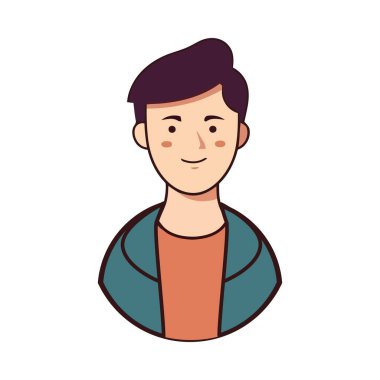 Düz vektör tasarım ikonunda gülümseyen adam simgesi izole edildi