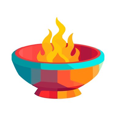 Parlayan kamp ateşi izole edilmiş yaz ikonunun sıcaklığını sembolize eder.