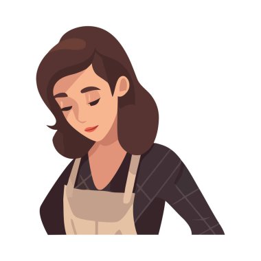 Gülümseyen garson tabela tutuyor, yemek ikonu servis ediyor.