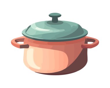 Metalik tencere simgesinde kaynayan çorba izole edildi