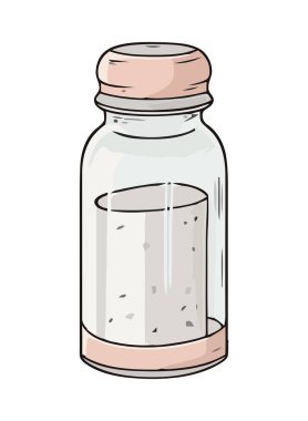 Yemek simgesi izole edilmiş şeffaf şişe.