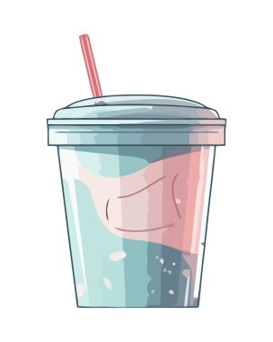 Saman dolu tek kullanımlık bardak ferahlatıcı soda ikonunu izole eder