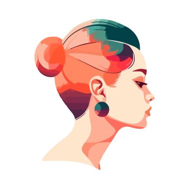 Profil simgesinde genç kadın zarafeti ve cazibesi izole edildi