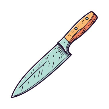 Keskin çelik bıçak, mutfak gereçleri, et kesme ikonu izole