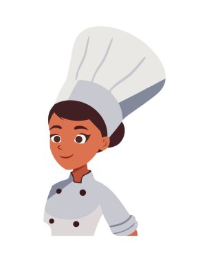 Aşçılar mutfakta yemek pişiriyor, gülümsüyor ve mutlu ikonlar izole edilmiş.