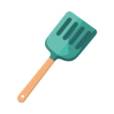 Metal spatulada ızgara yemek, ızgara ikonu izole edilmiş.