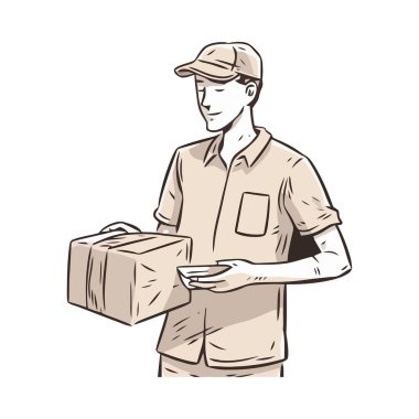 Teslimatçı beysbol şapkası simgesinde paket taşıyor.