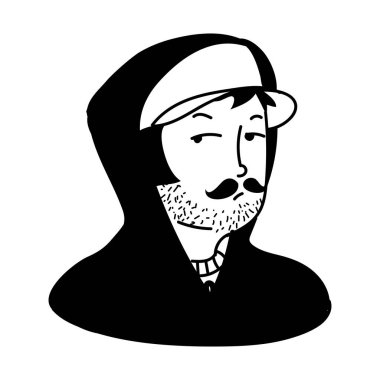 Yakışıklı adam çizim vektörü izole edildi