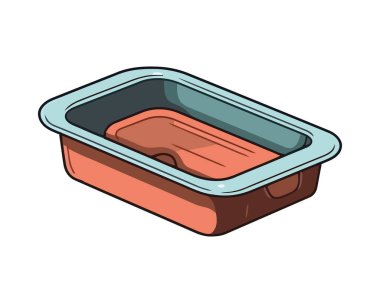 Plastik kabın içinde et simgesi olan gurme yemeği var.