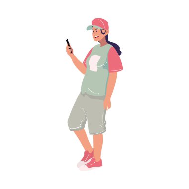 Telefon vektöründeki kadın izole edildi