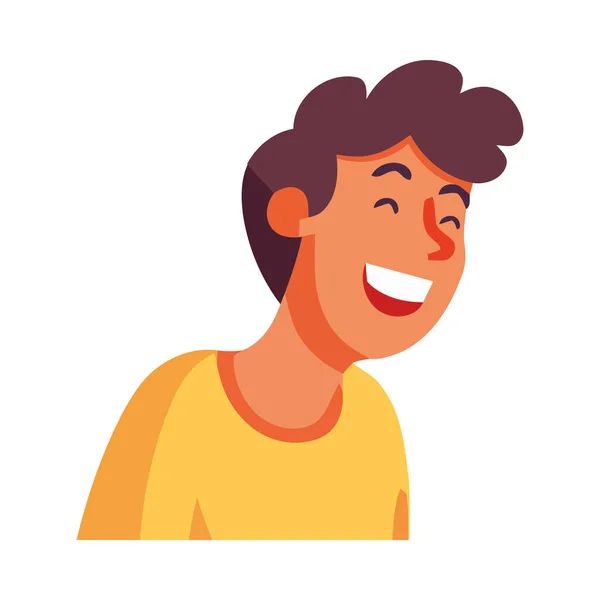 Fröhliche Cartoonfigur Lächelt Vor Freude Und Glück Ikone Isoliert — Stockvektor