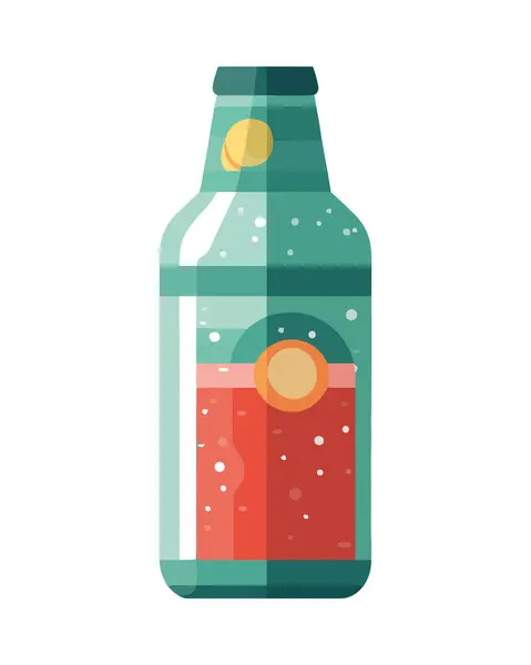 Botella Cerveza Con Espuma Icono Superior Aislado — Vector de stock