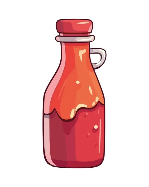 Bottiglia Illustrazione Con Frutta Fresca Schizzo Icona Isolato — Vettoriale Stock
