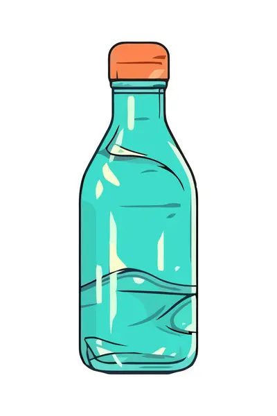 Botella Vidrio Transparente Con Icono Gota Líquida Fresca Aislada — Archivo Imágenes Vectoriales