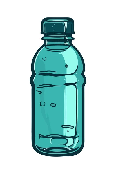 Botol Transparan Dengan Ikon Cair Dan Tetes Terisolasi - Stok Vektor