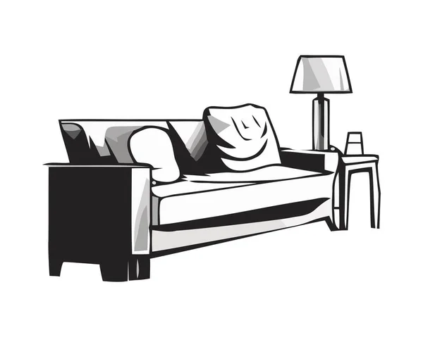 Comfortable Sofa Chair Relaxation Icon Isolated — Stock Vector