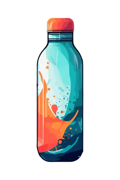 Абстрактний Векторний Дизайн Пляшки Синьою Піктограмою Краплі Рідини Ізольовано — стоковий вектор